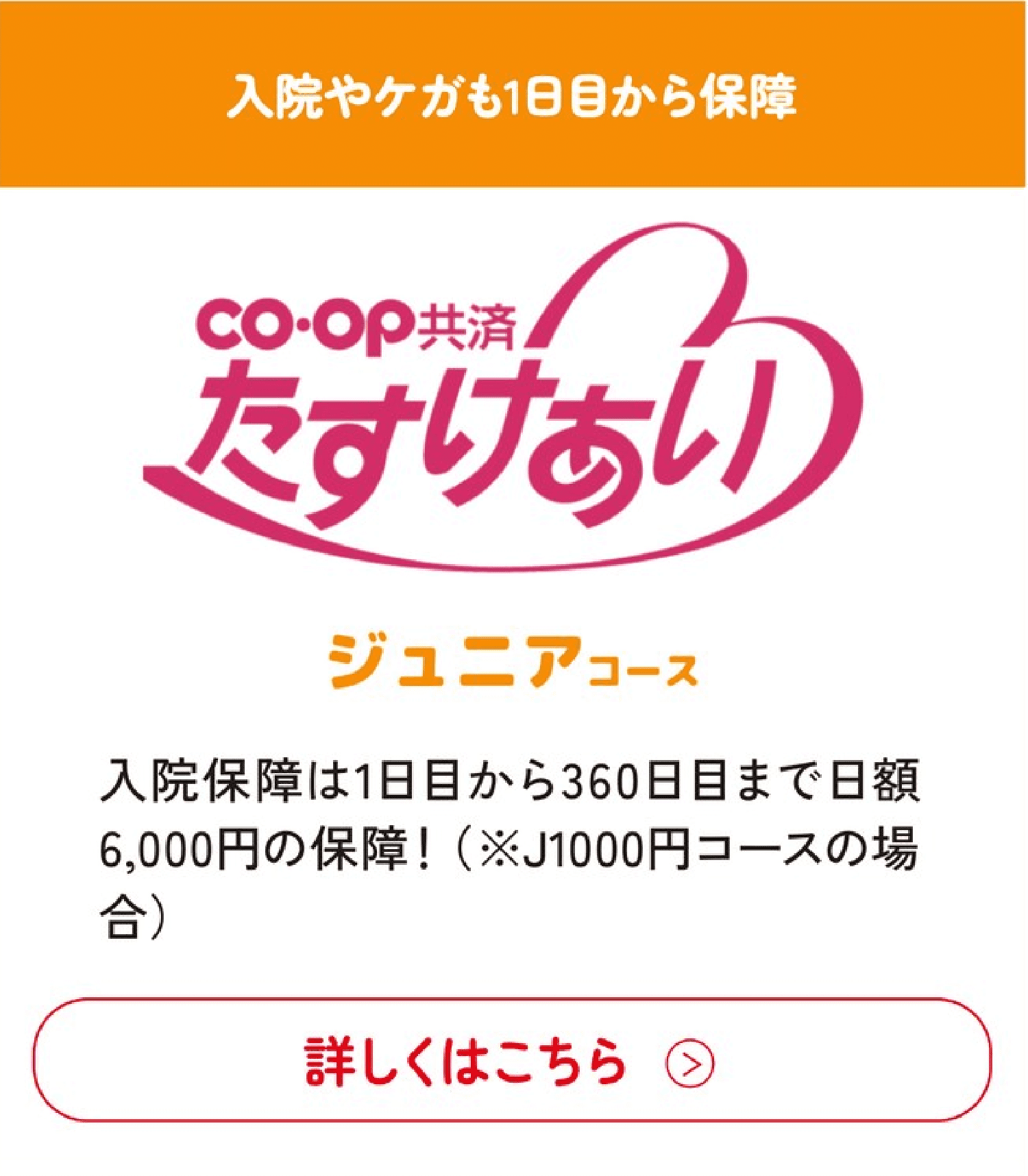 たすけあい ジュニアコース(入院やケガも1日目から保障)